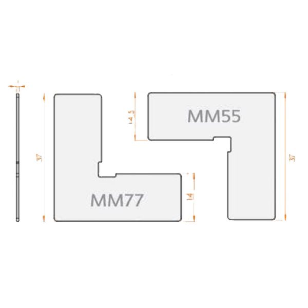 گونیای فلزی و پلاستیکی پهن MM55(14.5) و MM77(14) آلاکس